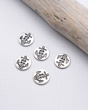 Bouton en zamak Motif Ancre Argent - Mercerine