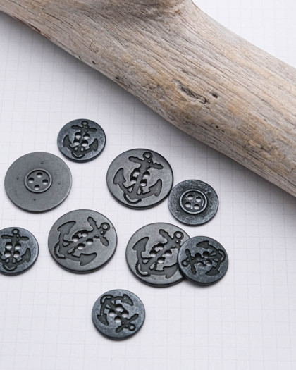 Bouton en zamak Motif Ancre Noir