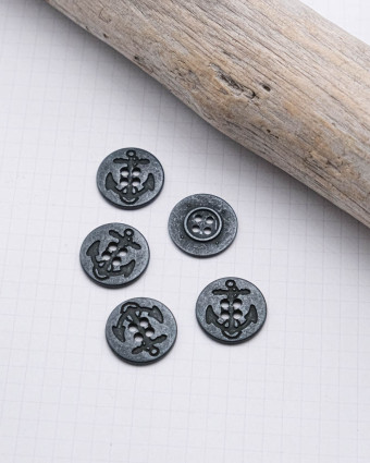Bouton en zamak Motif Ancre Noir - Mercerine