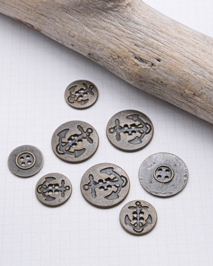 Bouton en zamak Motif Ancre Bronze