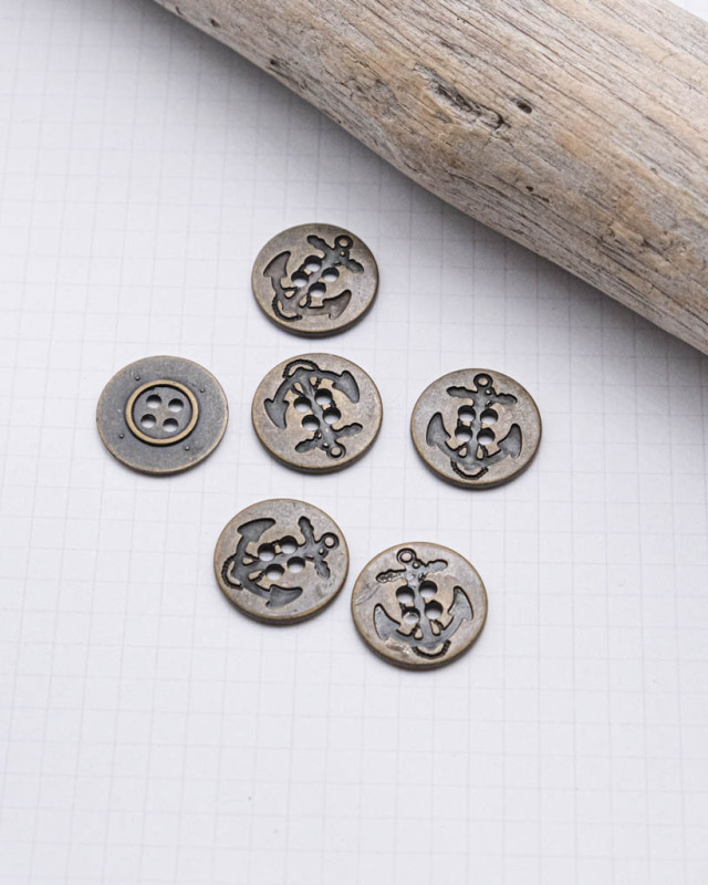 Bouton en zamak Motif Ancre Bronze - Mercerine