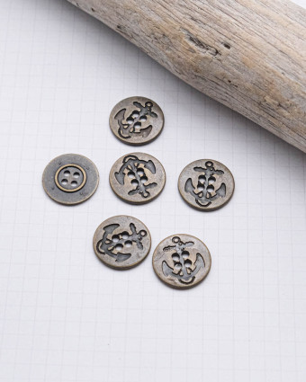 Bouton en zamak Motif Ancre Bronze - Mercerine