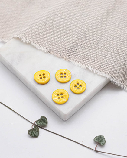 Bouton Nacré Email à Chaud Jaune