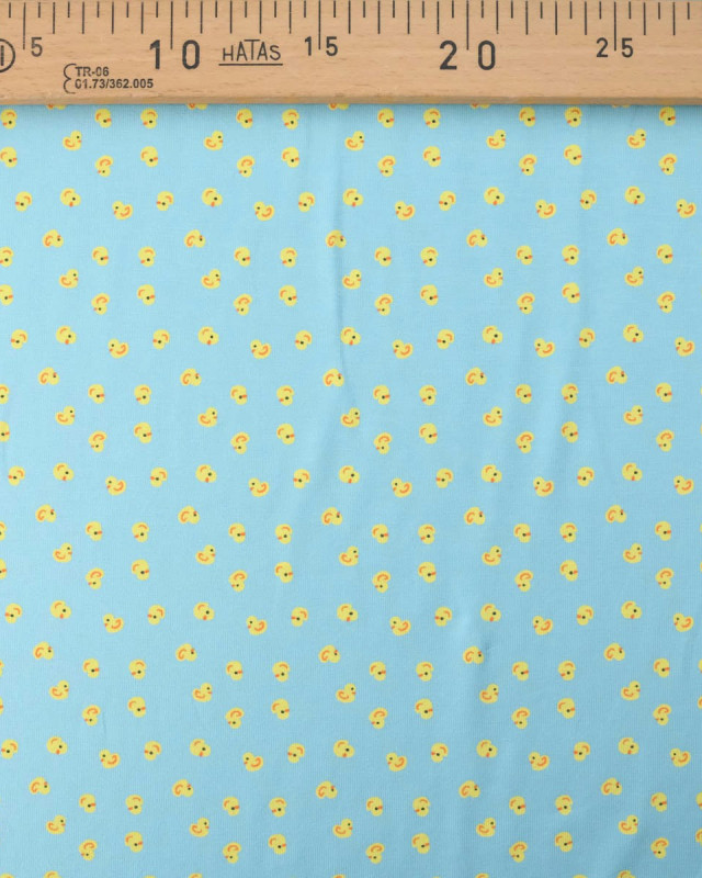 Tissu Jersey Imprimé Petits Canards Bleu - Mercerine