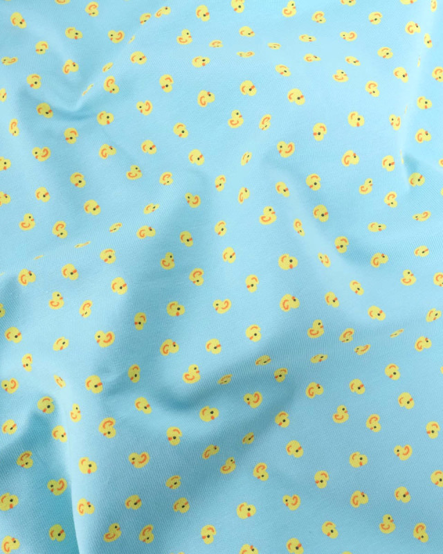 Tissu Jersey Imprimé Petits Canards Bleu - Mercerine