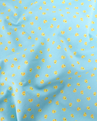 Tissu Jersey Imprimé Petits Canards Bleu - Mercerine