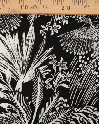 Tissu Rayonne Stretch Noir Motif Jungle - Mercerine