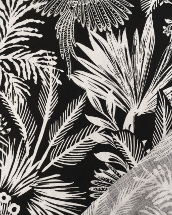 Tissu Rayonne Stretch Noir Motif Jungle - Mercerine