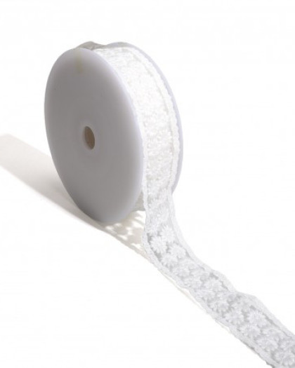 Broderie Fleurs sur Tulle - Blanc