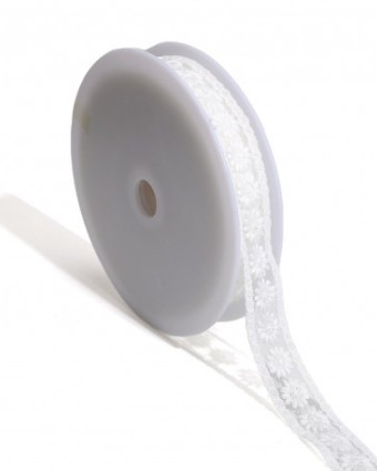 Broderie Fleurs sur Tulle - Blanc - Mercerine