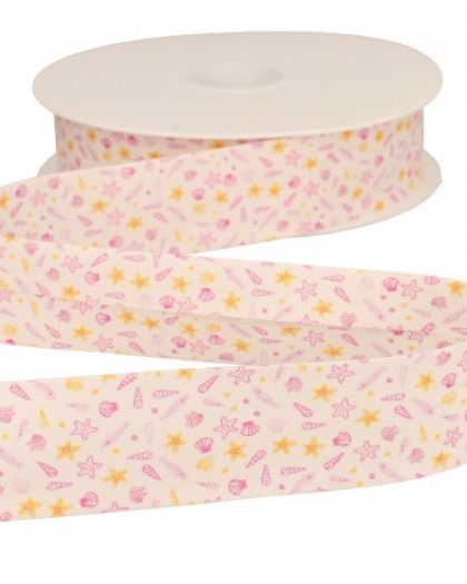 Biais coquillages - Rose, Bleu - Mercerine