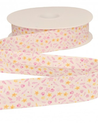 Biais coquillages - Rose, Bleu - Mercerine
