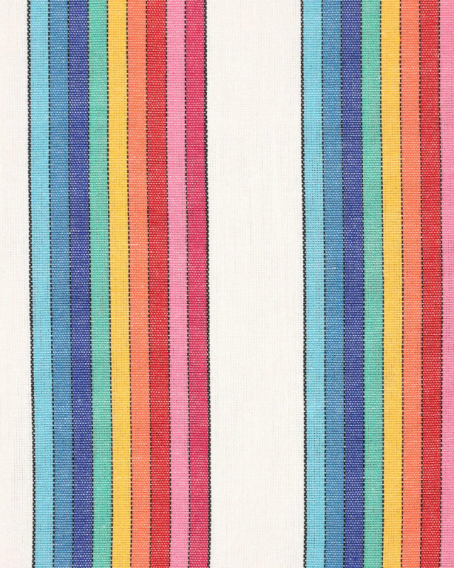 Toile Rayée Multicolore Blanc Rayures - Mercerine