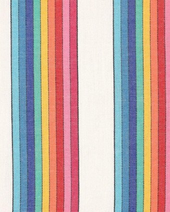 Toile Rayée Multicolore Blanc Rayures - Mercerine
