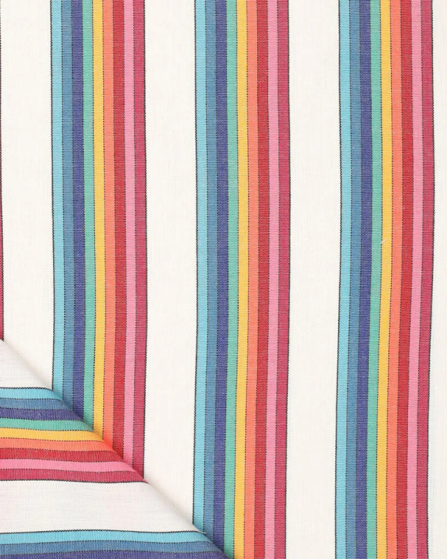 Toile Rayée Multicolore Blanc Rayures - Mercerine