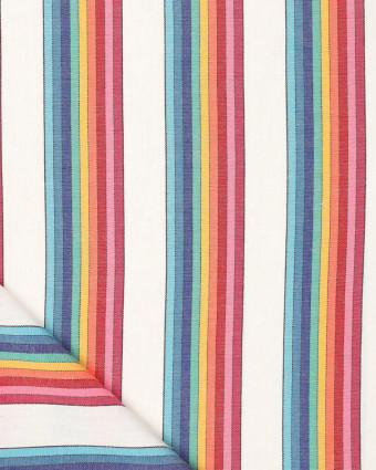 Toile Rayée Multicolore Blanc Rayures - Mercerine