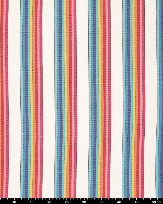 Toile Rayée Multicolore Blanc Rayures - Mercerine