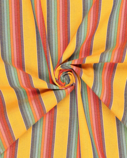 Toile Rayée Multicolore Moutarde Rayures