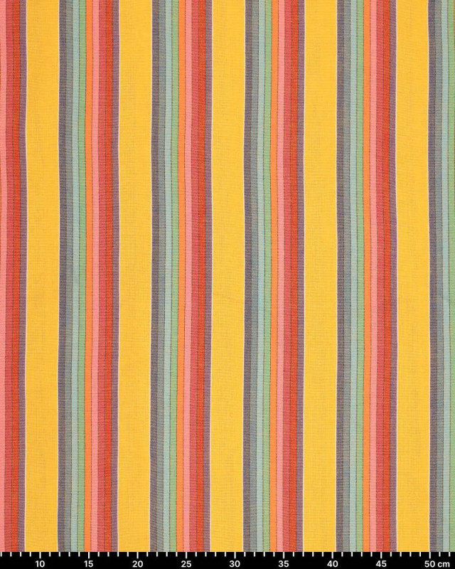 Toile Rayée Multicolore Moutarde Rayures - Mercerine