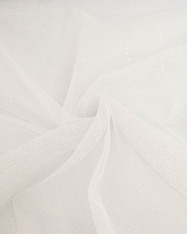 Tulle Nylma Blanc Paillettes - Mercerine