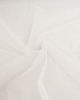 Tulle Nylma Blanc Paillettes - Mercerine