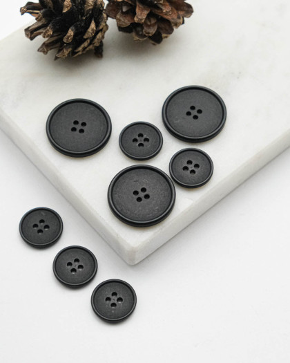 Bouton à rebord effet bois - Noir