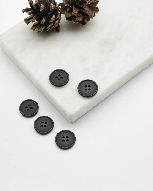 Bouton à rebord effet bois - Noir - Mercerine