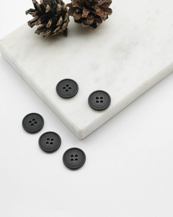 Bouton à rebord effet bois - Noir - Mercerine