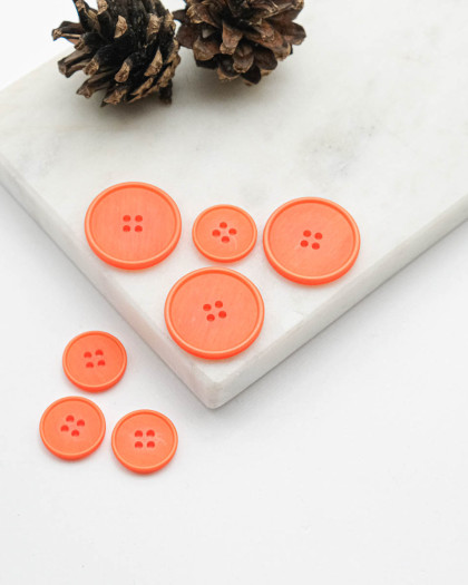 Bouton à rebord effet bois - Orange