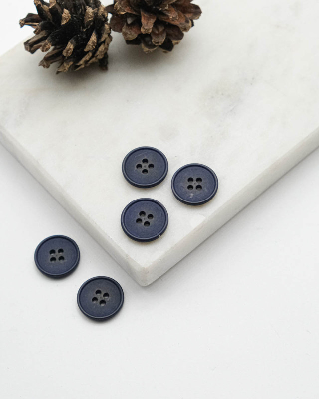 Bouton à rebord effet bois - Bleu - Mercerine