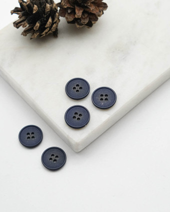 Bouton à rebord effet bois - Bleu - Mercerine