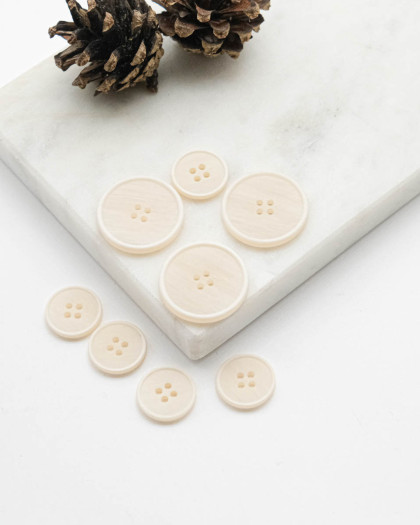Bouton à rebord effet bois - Beige