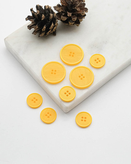 Bouton à rebord effet bois - Jaune