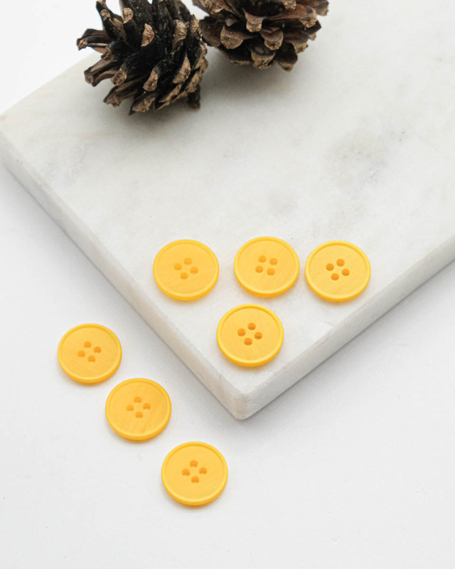 Bouton à rebord effet bois - Jaune - Mercerine