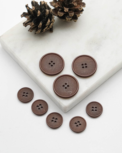 Bouton à rebord effet bois - Marron