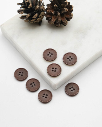 Bouton à rebord effet bois - Marron - Mercerine