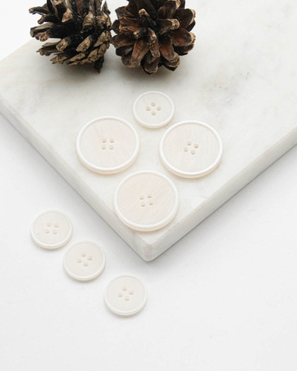 Bouton à rebord effet bois - Blanc