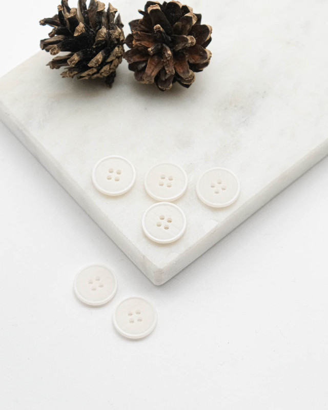 Bouton à rebord effet bois - Blanc - Mercerine