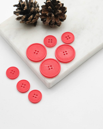Bouton à rebord effet bois - Rouge