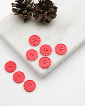 Bouton à rebord effet bois - Rouge - Mercerine