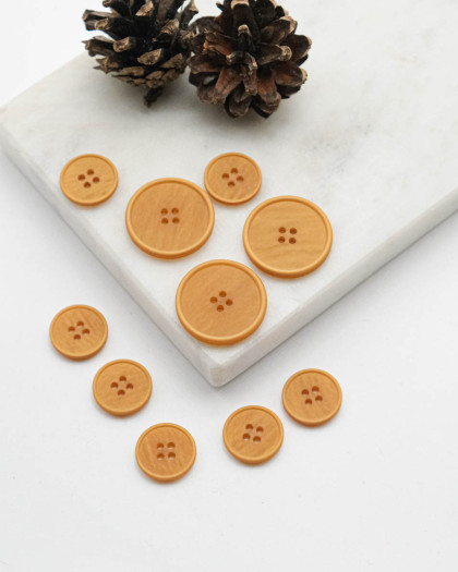 Bouton à rebord effet bois - Moutarde