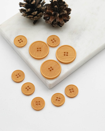 Bouton à rebord effet bois - Moutarde