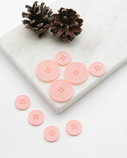 Bouton à rebord effet bois 4 trous rose