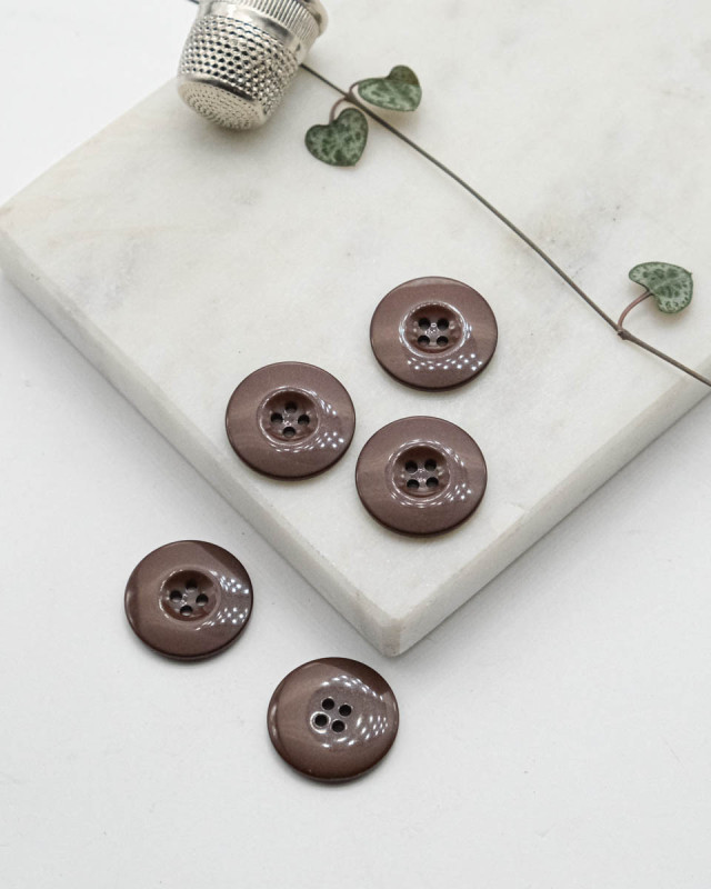 Bouton Polyester Brillant - Marron - Mercerine