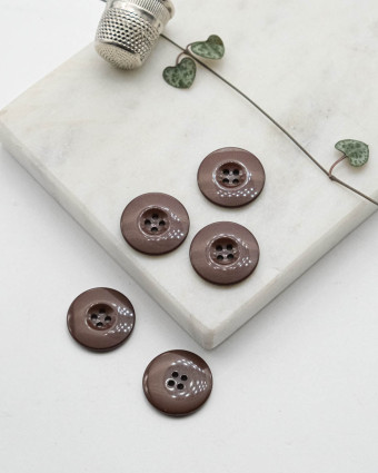 Bouton Polyester Brillant - Marron - Mercerine