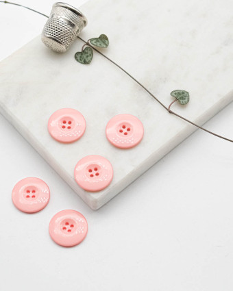 Bouton Polyester Brillant - Rose - Mercerine