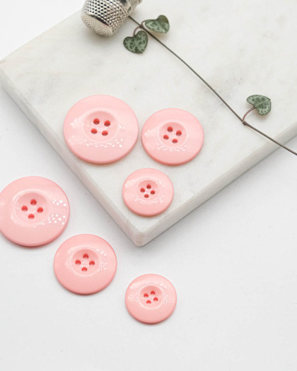 Bouton Polyester Brillant - Rose