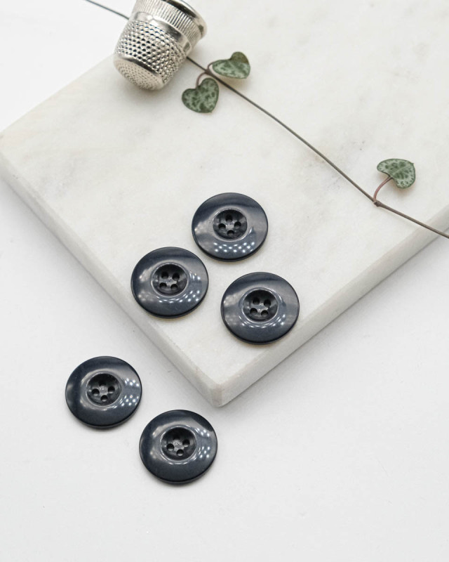Bouton Polyester Brillant - Bleu Marine - Mercerine