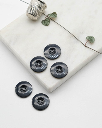 Bouton Polyester Brillant - Bleu Marine - Mercerine
