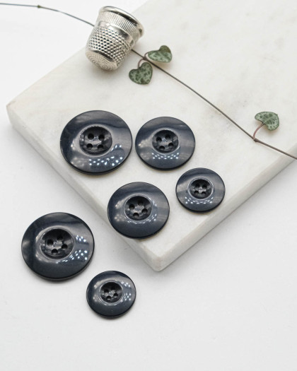 Bouton Polyester Brillant - Bleu Marine